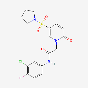 molecular formula C17H17ClFN3O4S B2699195 N-(3-chloro-4-fluorophenyl)-2-[2-oxo-5-(pyrrolidine-1-sulfonyl)-1,2-dihydropyridin-1-yl]acetamide CAS No. 1031072-38-4