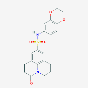 molecular formula C20H20N2O5S B2699251 N-(2,3-dihydro-1,4-benzodioxin-6-yl)-2-oxo-1-azatricyclo[7.3.1.0^{5,13}]trideca-5,7,9(13)-triene-7-sulfonamide CAS No. 896357-30-5