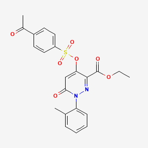 molecular formula C22H20N2O7S B2699260 Ethyl 4-(((4-acetylphenyl)sulfonyl)oxy)-6-oxo-1-(o-tolyl)-1,6-dihydropyridazine-3-carboxylate CAS No. 899959-49-0
