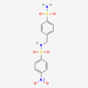 molecular formula C13H13N3O6S2 B2699262 4-[(4-nitrobenzenesulfonamido)methyl]benzene-1-sulfonamide CAS No. 91662-96-3