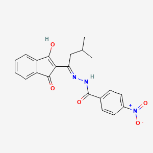 molecular formula C21H19N3O5 B2699274 (E)-N'-(1-(3-hydroxy-1-oxo-1H-inden-2-yl)-3-methylbutylidene)-4-nitrobenzohydrazide CAS No. 452089-15-5