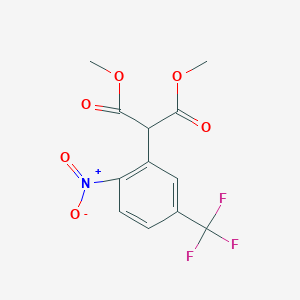 molecular formula C12H10F3NO6 B2699294 1,3-Dimethyl 2-[2-nitro-5-(trifluoromethyl)phenyl]propanedioate CAS No. 866039-51-2