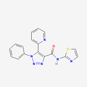 molecular formula C17H12N6OS B2699298 1-phenyl-5-(pyridin-2-yl)-N-(1,3-thiazol-2-yl)-1H-1,2,3-triazole-4-carboxamide CAS No. 1396808-94-8