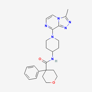 molecular formula C23H28N6O2 B2699300 N-(1-{3-methyl-[1,2,4]triazolo[4,3-a]pyrazin-8-yl}piperidin-4-yl)-4-phenyloxane-4-carboxamide CAS No. 2176270-50-9