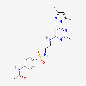 molecular formula C20H25N7O3S B2699311 N-(4-(N-(2-((6-(3,5-dimethyl-1H-pyrazol-1-yl)-2-methylpyrimidin-4-yl)amino)ethyl)sulfamoyl)phenyl)acetamide CAS No. 1171413-56-1