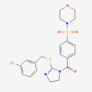 (2-((3-chlorobenzyl)thio)-4,5-dihydro-1H-imidazol-1-yl)(4-(morpholinosulfonyl)phenyl)methanone
