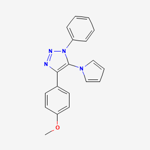 molecular formula C19H16N4O B2699325 4-(4-methoxyphenyl)-1-phenyl-5-(1H-pyrrol-1-yl)-1H-1,2,3-triazole CAS No. 2415555-64-3