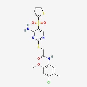 2-((4-amino-5-(thiophen-2-ylsulfonyl)pyrimidin-2-yl)thio)-N-(4-chloro-2-methoxy-5-methylphenyl)acetamide