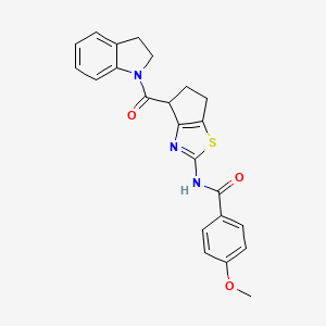 N-(4-(indoline-1-carbonyl)-5,6-dihydro-4H-cyclopenta[d]thiazol-2-yl)-4-methoxybenzamide