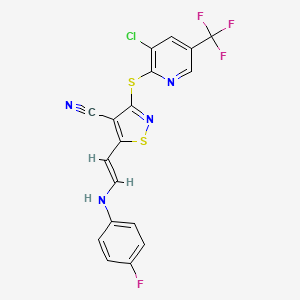 3-((3-Chloro-5-(trifluoromethyl)-2-pyridinyl)sulfanyl)-5-(2-(4-fluorophenylamino)vinyl)-4-isothiazolecarbonitrile