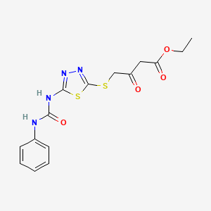 Ethyl 3-oxo-4-[[5-(phenylcarbamoylamino)-1,3,4-thiadiazol-2-yl]sulfanyl]butanoate