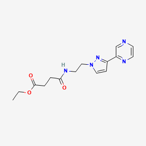 molecular formula C15H19N5O3 B2699407 ethyl 4-oxo-4-((2-(3-(pyrazin-2-yl)-1H-pyrazol-1-yl)ethyl)amino)butanoate CAS No. 2034504-84-0