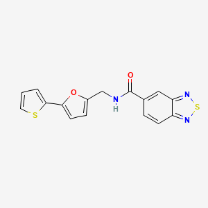 molecular formula C16H11N3O2S2 B2699408 N-((5-(thiophen-2-yl)furan-2-yl)methyl)benzo[c][1,2,5]thiadiazole-5-carboxamide CAS No. 2034248-08-1