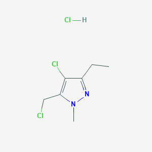 4-Chloro-5-(chloromethyl)-3-ethyl-1-methylpyrazole;hydrochloride