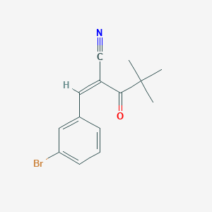 molecular formula C14H14BrNO B2699410 (2Z)-2-[(3-bromophenyl)methylidene]-4,4-dimethyl-3-oxopentanenitrile CAS No. 391649-87-9