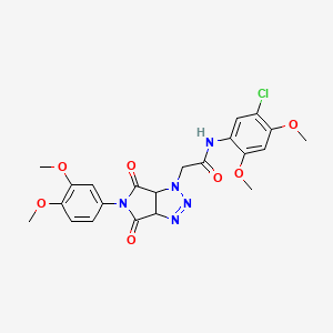 molecular formula C22H22ClN5O7 B2699414 N-(5-chloro-2,4-dimethoxyphenyl)-2-[5-(3,4-dimethoxyphenyl)-4,6-dioxo-1H,3aH,4H,5H,6H,6aH-pyrrolo[3,4-d][1,2,3]triazol-1-yl]acetamide CAS No. 1052555-91-5