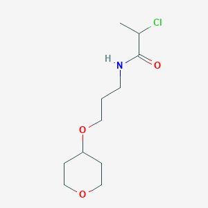molecular formula C11H20ClNO3 B2699420 2-Chloro-N-[3-(oxan-4-yloxy)propyl]propanamide CAS No. 2411200-65-0