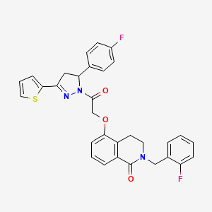 2-[(2-Fluorophenyl)methyl]-5-[2-[3-(4-fluorophenyl)-5-thiophen-2-yl-3,4-dihydropyrazol-2-yl]-2-oxoethoxy]-3,4-dihydroisoquinolin-1-one