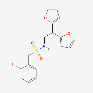 molecular formula C17H16FNO4S B2699424 N-[2,2-bis(furan-2-yl)ethyl]-1-(2-fluorophenyl)methanesulfonamide CAS No. 2319840-94-1