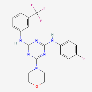 molecular formula C20H18F4N6O B2699427 N2-(4-fluorophenyl)-6-morpholino-N4-(3-(trifluoromethyl)phenyl)-1,3,5-triazine-2,4-diamine CAS No. 232935-84-1