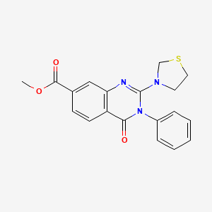 molecular formula C19H17N3O3S B2699444 methyl 4-oxo-3-phenyl-2-(1,3-thiazolidin-3-yl)-3,4-dihydroquinazoline-7-carboxylate CAS No. 1251675-59-8