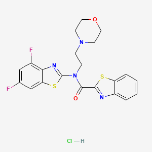 molecular formula C21H19ClF2N4O2S2 B2699449 N-(4,6-DIFLUORO-1,3-BENZOTHIAZOL-2-YL)-N-[2-(MORPHOLIN-4-YL)ETHYL]-1,3-BENZOTHIAZOLE-2-CARBOXAMIDE HYDROCHLORIDE CAS No. 1216719-53-7