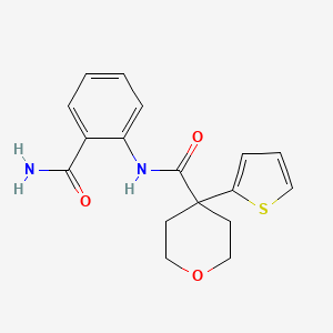 molecular formula C17H18N2O3S B2699471 N-(2-carbamoylphenyl)-4-(thiophen-2-yl)oxane-4-carboxamide CAS No. 877633-87-9