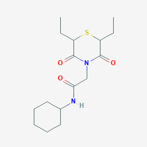 molecular formula C16H26N2O3S B2699504 N-cyclohexyl-2-(2,6-diethyl-3,5-dioxothiomorpholin-4-yl)acetamide CAS No. 868215-71-8
