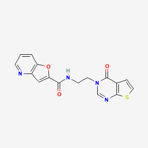 molecular formula C16H12N4O3S B2699520 N-(2-(4-oxothieno[2,3-d]pyrimidin-3(4H)-yl)ethyl)furo[3,2-b]pyridine-2-carboxamide CAS No. 2034287-11-9