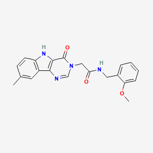 molecular formula C21H20N4O3 B2699535 N-[(2-methoxyphenyl)methyl]-2-{8-methyl-4-oxo-3H,4H,5H-pyrimido[5,4-b]indol-3-yl}acetamide CAS No. 1105236-50-7