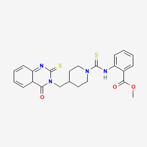 molecular formula C23H24N4O3S2 B2699573 Methyl 2-({4-[(4-oxo-2-sulfanylidene-1,2,3,4-tetrahydroquinazolin-3-yl)methyl]piperidine-1-carbothioyl}amino)benzoate CAS No. 2309625-62-3