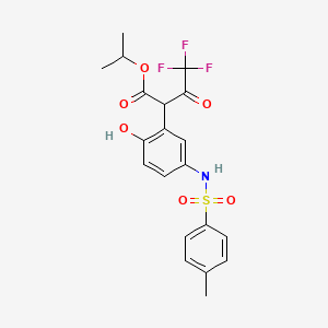 molecular formula C20H20F3NO6S B2699609 propan-2-yl 4,4,4-trifluoro-2-[2-hydroxy-5-(4-methylbenzenesulfonamido)phenyl]-3-oxobutanoate CAS No. 305374-78-1