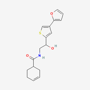 molecular formula C17H19NO3S B2699620 N-{2-[4-(furan-2-yl)thiophen-2-yl]-2-hydroxyethyl}cyclohex-3-ene-1-carboxamide CAS No. 2380058-80-8