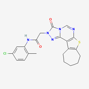 molecular formula C21H20ClN5O2S B2699643 N-(5-chloro-2-methylphenyl)-2-{14-oxo-9-thia-11,13,15,16-tetraazatetracyclo[8.7.0.0^{2,8}.0^{13,17}]heptadeca-1(10),2(8),11,16-tetraen-15-yl}acetamide CAS No. 1206991-87-8