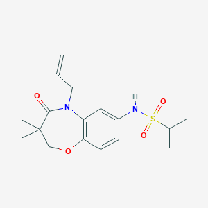 molecular formula C17H24N2O4S B2699647 N-(5-allyl-3,3-dimethyl-4-oxo-2,3,4,5-tetrahydrobenzo[b][1,4]oxazepin-7-yl)propane-2-sulfonamide CAS No. 922104-40-3