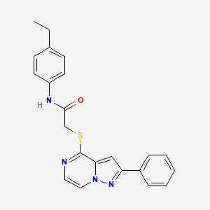 molecular formula C22H20N4OS B2699663 N-(4-ETHYLPHENYL)-2-({2-PHENYLPYRAZOLO[1,5-A]PYRAZIN-4-YL}SULFANYL)ACETAMIDE CAS No. 1021252-27-6