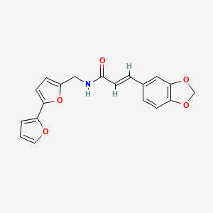 molecular formula C19H15NO5 B2699673 (E)-N-([2,2'-bifuran]-5-ylmethyl)-3-(benzo[d][1,3]dioxol-5-yl)acrylamide CAS No. 2035036-23-6