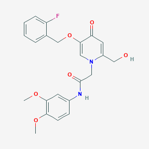 molecular formula C23H23FN2O6 B2699713 N-(3,4-dimethoxyphenyl)-2-(5-((2-fluorobenzyl)oxy)-2-(hydroxymethyl)-4-oxopyridin-1(4H)-yl)acetamide CAS No. 946380-36-5