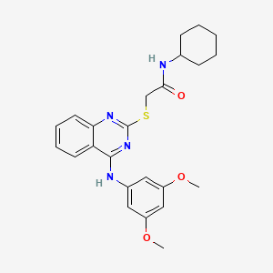 molecular formula C24H28N4O3S B2699730 N-cyclohexyl-2-({4-[(3,5-dimethoxyphenyl)amino]quinazolin-2-yl}sulfanyl)acetamide CAS No. 688356-46-9