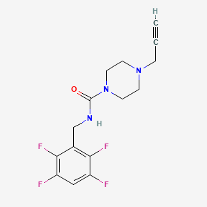 molecular formula C15H15F4N3O B2699761 4-Prop-2-ynyl-N-[(2,3,5,6-tetrafluorophenyl)methyl]piperazine-1-carboxamide CAS No. 1465341-82-5