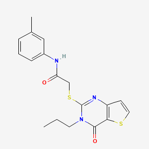 molecular formula C18H19N3O2S2 B2699810 N-(3-methylphenyl)-2-({4-oxo-3-propyl-3H,4H-thieno[3,2-d]pyrimidin-2-yl}sulfanyl)acetamide CAS No. 1252901-92-0