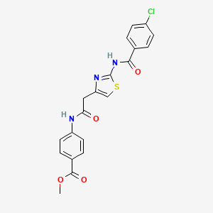 molecular formula C20H16ClN3O4S B2699816 Methyl 4-(2-(2-(4-chlorobenzamido)thiazol-4-yl)acetamido)benzoate CAS No. 921541-38-0