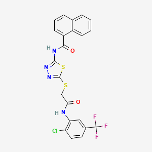 molecular formula C22H14ClF3N4O2S2 B2699828 N-{5-[({[2-chloro-5-(trifluoromethyl)phenyl]carbamoyl}methyl)sulfanyl]-1,3,4-thiadiazol-2-yl}naphthalene-1-carboxamide CAS No. 392299-35-3