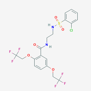 molecular formula C19H17ClF6N2O5S B2699829 N-(2-{[(2-chlorophenyl)sulfonyl]amino}ethyl)-2,5-bis(2,2,2-trifluoroethoxy)benzenecarboxamide CAS No. 338404-60-7