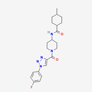 molecular formula C22H28FN5O2 B2699837 N-(1-(1-(4-fluorophenyl)-1H-1,2,3-triazole-4-carbonyl)piperidin-4-yl)-4-methylcyclohexanecarboxamide CAS No. 1251704-55-8