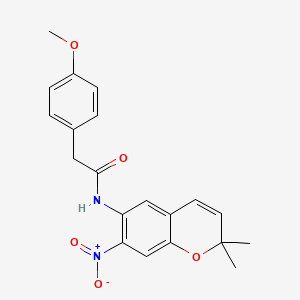 molecular formula C20H20N2O5 B2699884 N-(2,2-dimethyl-7-nitro-2H-chromen-6-yl)-2-(4-methoxyphenyl)acetamide CAS No. 203001-15-4