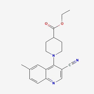 molecular formula C19H21N3O2 B2699922 Ethyl 1-(3-cyano-6-methylquinolin-4-yl)piperidine-4-carboxylate CAS No. 1243085-17-7