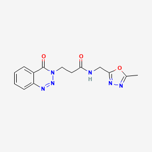 molecular formula C14H14N6O3 B2699959 N-((5-methyl-1,3,4-oxadiazol-2-yl)methyl)-3-(4-oxobenzo[d][1,2,3]triazin-3(4H)-yl)propanamide CAS No. 1207009-78-6