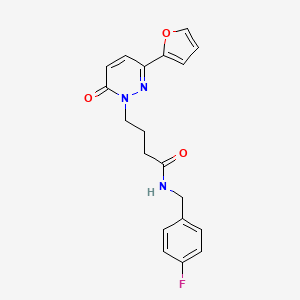 molecular formula C19H18FN3O3 B2699970 N-(4-fluorobenzyl)-4-(3-(furan-2-yl)-6-oxopyridazin-1(6H)-yl)butanamide CAS No. 1021037-26-2