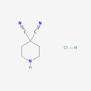 molecular formula C7H10ClN3 B2699980 Piperidine-4,4-dicarbonitrile hydrochloride CAS No. 2580215-04-7
